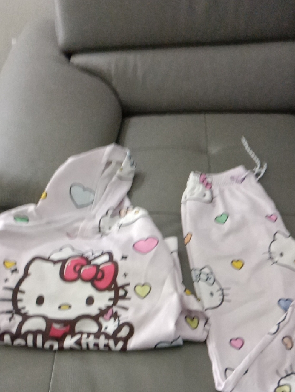 ADULT Hello Kitty Light Pink Heart Hooded Ladies Lounge Set